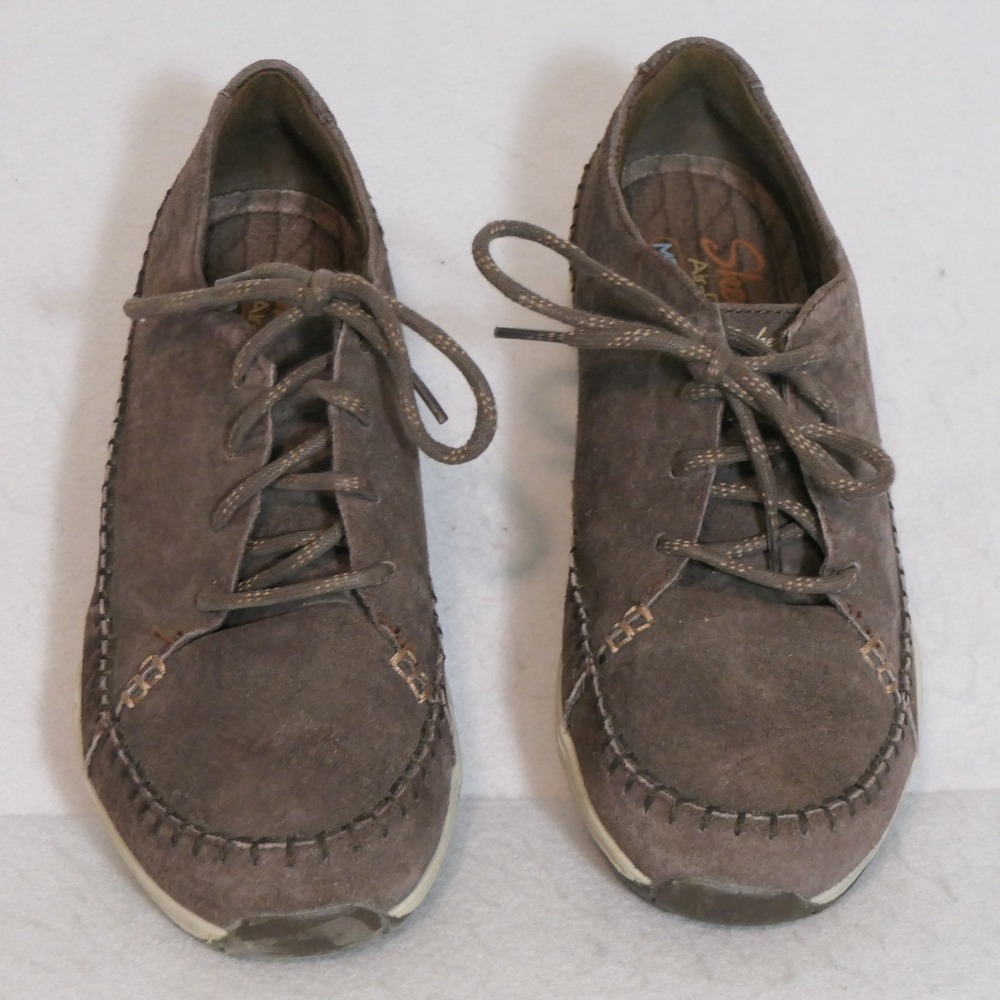 Skechers Women Sneaker 7.5 Brown Leather Whipstitch SN 49484 Earthy Granola Girl